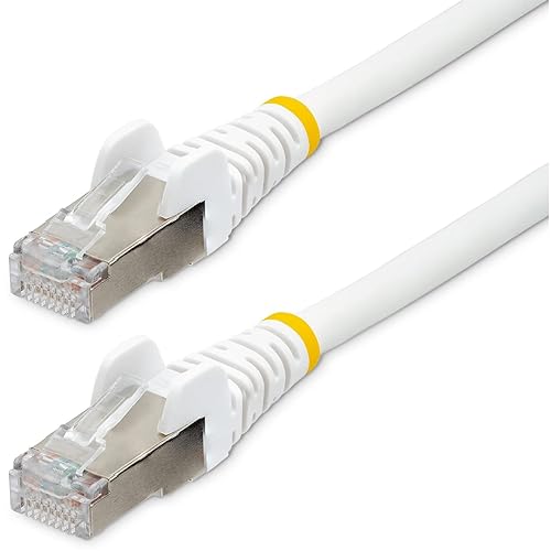 StarTech.com 14ft CAT6a Ethernet Cable - Low Smoke Zero Halogen (LSZH) - 10 Gigabit 500MHz 100W PoE RJ45 S/FTP White Network Patch Cord Snagless w/Strain Relief (NLWH-14F-CAT6A-PATCH) White 14 ft