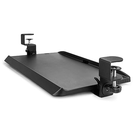 Kantek Clamp On Under Desk Ergonomic Computer Keyboard Tray Holder, Adjustable Tray Slides Out with Tilt Control, Easy Mounting, 20 X 11.5, Black