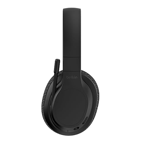 Belkin SoundForm Adapt Wireless Over-Ear Headset,Headphones for Work, Play, Gaming, & Travel w/Built-in Boom Microphone, 45H Battery Life - Compatible with iPhone, iPad, Galaxy, and More - Black