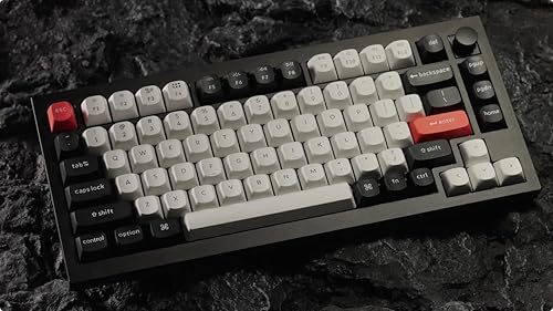 Keychron Q1 HE Hot-swappable RGB Wireless Mechanical Keyboard 2.4 GHz & Bluetooth Hall Effect Switches Aluminum Frame with Knob 75% Layout (84 Keys) for Windows Mac OS, Carbon Black (Q1H-M1) Hall Effect Switch Carbon Black