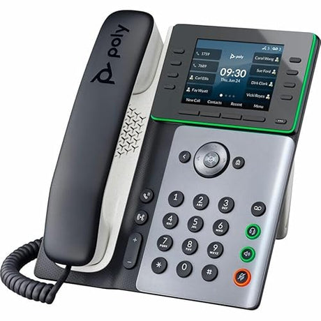 Poly Edge E350 IP Phone - Corded - Corded/Cordless - Wi-Fi, Bluetooth - Desktop, Wall Mountable - Black - VoIP - IEEE 802.11a/b/g/n/ac - 2 x Network (RJ-45) - PoE Ports