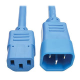 Tripp Lite 2ft Pwr Extension Cord 18 Awg 10a C14 To C13 Blue Computer Cable