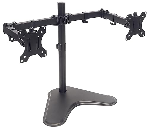 Universal Dual Monitor Stand with Double-Link Swing Arms Holds Two 13 to 32 LCD Monitors up to 8 Kg (17 Lbs.), Black