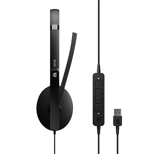 EPOS | Sennheiser Adapt 160 USB II (1000915) - Wired, Double-Sided, UC Optimized Headset with USB Connectivity - Superior Stereo Sound - Enhanced Comfort - Call Control - Black