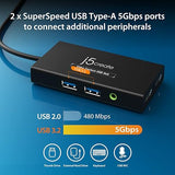 j5create Video Capture Card with PD 60W Pass-Through Charging, Built-in Multi-Function hub, Suitable for Streaming, Live Broadcasting, Video Conference, Teaching, Gaming (JVA01)
