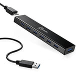 j5create 7-Port Powered USB 3.0 Data Hub with 3.3 ft Extended Cable [20W Power Adapter Included] for Mac, MacBook, Windows, Laptop, Surface, XPS, PC (JUH377)