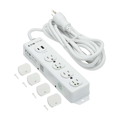 Tripp Lite Eaton Medical Hospital Power Strip with 2 USB Charging Ports, 4 Outlets + 15 Foot Cord, UL 1363 Certified Power Strip, Wall Mount and Under