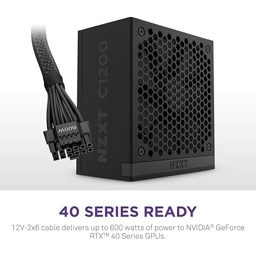 NZXT C1200 Gold ATX 3.1 - Fully Modular Low-Noise PC Gaming Power Supply - 1200 Watts - 80 Plus Gold - 12V-2x6 Connector - Zero Fan Mode - 100% Japanese Capacitors - Black C Series ATX 3.1 Black 1200W Gold