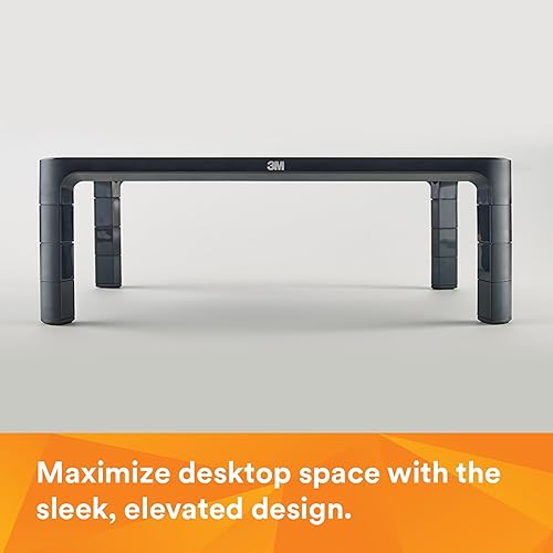 3M Adjustable Monitor Stand Riser, Holds Up to 20lbs, 13.6 Between Legs, Adjust Height from 1.7 to 5.5 MS85B