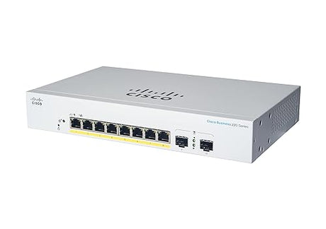 Cisco Systems Business CBS220-8P-E-2G Smart Switch | 8 Port GE | PoE | 2x1G SFP | 3-Year Limited Hardware Warranty (CBS220-8P-E-2G-NA) 8-port GE / PoE+ / 65W / 2 x GE Uplinks / External Power Supply