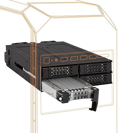 ICY DOCK 4 x 2.5 NVMe U.2/U.3 SSD PCIe 4.0 Mobile Rack for 5.25 Bay with OCuLink | ToughArmor MB699VP-B V3