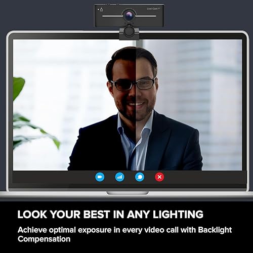 Creative Live! Cam 4K UHD USB Webcam with Backlight Compensation, Up to 60 FPS, 95° Wide-Angle Lens, Privacy Lens, Built-in Mics, Plug & Play for PC and Mac