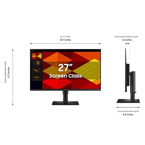 SAMSUNG 27” (S40GD) Borderless Business Monitor with IPS Panel, 100Hz Refresh Rate, Eye Saver Mode, Ergonomic Design, Game Picture Mode, LS27D408GANXGO 27-Inch Speaker