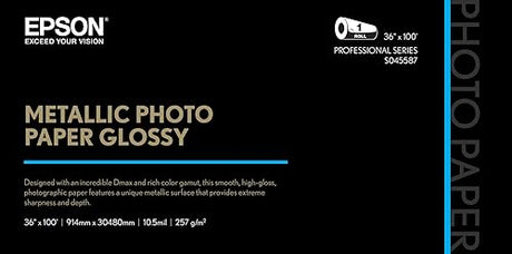 Epson Metallic Photo Inkjet Photo Paper Glossy 36 x 100' Roll S045587