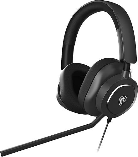 MSI Maestro 300 Gaming Headset High-Resolution 40mm Neodymium Drivers, Unidirectional Microphone, Detachable Mic, Breathable Mesh or Protein Leather, Plug & Play Across Platforms