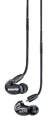 Shure AONIC 215 Wired Sound Isolating Earbuds, Clear Sound, Single Driver, Secure in-Ear Fit, Detachable Cable, Durable Quality, Compatible with Apple & Android Devices - Black