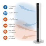 Lasko FH500 Fan & Space Heater Combo Tower, 42 Inch, Black White