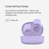 Belkin SoundForm Bolt True Wireless Earbuds, Wireless Charging, IPX4 Sweat and Water-Resistant, USB-C, Up to 28 Hours of Battery Life for Apple iPhone, Samsung Galaxy, Google Pixel, and More- Lavender