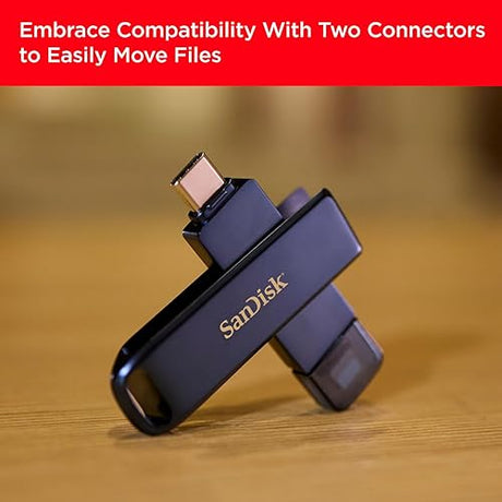 SanDisk 256GB Phone Drive for iPhone - The 2-in-1 USB for iPhone,iPad, and Computer - Flash Drive with Lightning and USB Type-C Connectors, Metallic Sky - SDIXD0N-256G-GN6NE