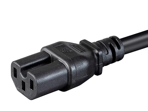 Monoprice Heavy Duty Power Cable - 3 Feet - Black | IEC 60320 C14 to IEC 60320 C15, 14AWG, 15A, Sjt, 100-250V