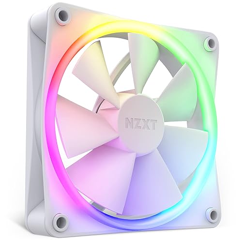 NZXT F120 RGB Fans - RF-R12TF-W1 - Advanced RGB Lighting Customization - Whisper Quiet Cooling - Triple (RGB Fan & Controller Included) - 120mm Fan - White