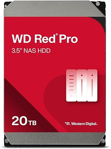 Western Digital 20TB WD Red Pro NAS Internal Hard Drive HDD - 7200 RPM, SATA 6 Gb/s, CMR, 512 MB Cache, 3.5 - WD202KFGX
