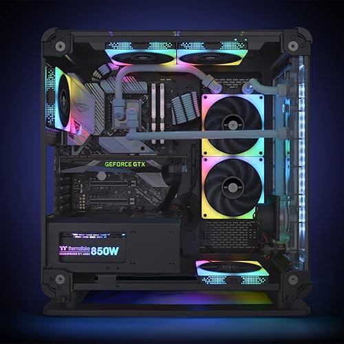 Thermaltake TOUGHFAN 14 RGB Radiator Fan 3 Pack, 16.8 Million RGB Lighting, Max Air Flow 107 CFM, CL-F136-PL14SW-A TOUGHFAN 14 3 Pack Rgb
