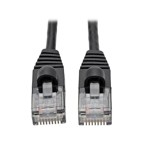 Tripp Lite Cat6a Gigabit Snagless Molded Slim UTP Patch Cable Networking M/M Black 2ft 2' (N261-S02-BK) Black 2-ft