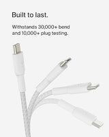 Belkin BoostCharge (1M/3.3ft) Braided USB-C to USB-C Cable for iPhone 16, iPhone 16 Pro, iPhone 16 Pro Max, iPhone 16 Plus, Galaxy S24, S23, Note10, Note9, Pixel 9, Pixel 8, iPad Pro, & More - White 6.6 ft 6.6 ft White