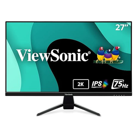 ViewSonic VX2767U-2K 27 Inch 1440p IPS Monitor with 65W USB C, HDR10 Content Support, Ultra-Thin Bezels, Eye Care, HDMI, and DP Input, Black 27-Inch USB C