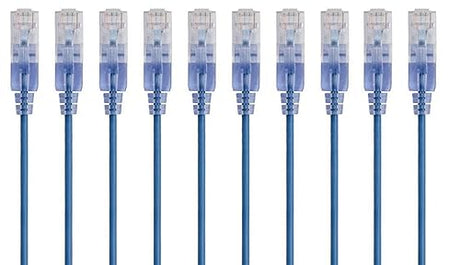 Monoprice Cat6A Ethernet Network Patch Cable - 25 Feet - Blue | 10-Pack, 10G - SlimRun Series (133236) Blue 25ft 10 Pack