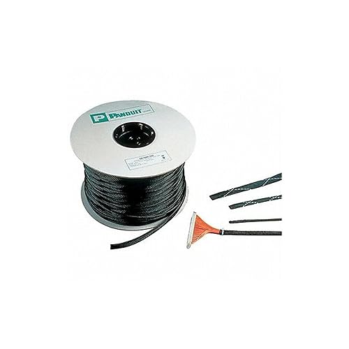 Panduit SE50P-CR0 Braided Expandable Sleeving, 0.50-Inch Diameter, Polyethylene Terephthalate, Black (100-Foot) Black 100-Feet Length