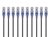 Monoprice SlimRun Cat6A Ethernet Patch Cable - Network Internet Cord - RJ45, Stranded, 550Mhz, UTP, Pure Bare Copper Wire, 10G, 30AWG , 7ft, Blue, 10-Pack Blue 7 Feet (10 Pack) 10 Pack