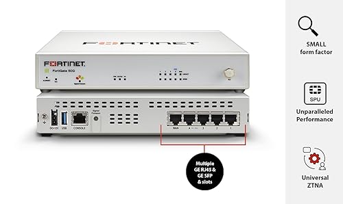 Fortinet FortiGate-50G Firewall for Branch and Small Offices with 5 Gigabit Ethernet RJ45 Ports (FG-50G) No Plan Base