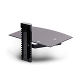 StarTech.com Floating Wall-Mounted AV Shelf, Adjustable Height Shelf for Under TV AV Equipment, Tempered Glass Shelf