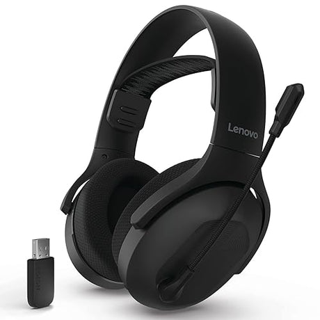Lenovo Legion H410 Wireless Gaming Headset, Bluetooth or 2.4 GHz USB-A Connection, Lightweight (304 Grams), Adjustable Headband, Flip to Mute Mic, Black