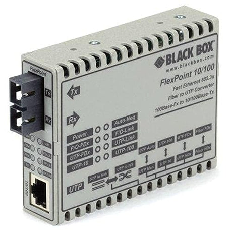 Black Box FlexPoint LMC100A-SC-R3 Tanscevier Media Converter - 1 x Network (RJ-45) - 1 x SC Ports - DuplexSC Port - Multi-mode, Single-mode - Fast Ethernet - 10/100Base-TX, 1000Base-FX - Rack-mountabl