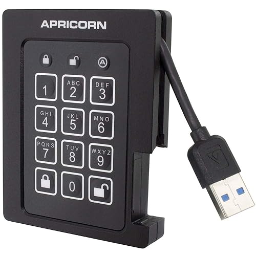 Apricorn Aegis Padlock 480 GB SSD 256-Bit, FIPS 140-2 Level 2 Validated Ruggedized USB 3.0 Encrypted External Portable Drive (ASSD-3PL256-480F) 480GB