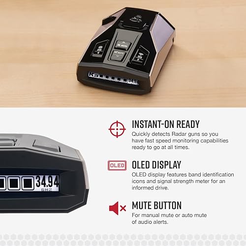 Cobra Rad 450 Laser Radar Detector - Long Range, False Alert Filter, Voice Alert, and OLED Display Cobra RAD450