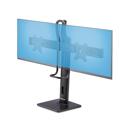 StarTech.com Crossbar Dual Monitor Desk Stand for 27inch Screens, Max Cap 26.4lb, VESA Mount 75x75/100x100, Height Adjustable