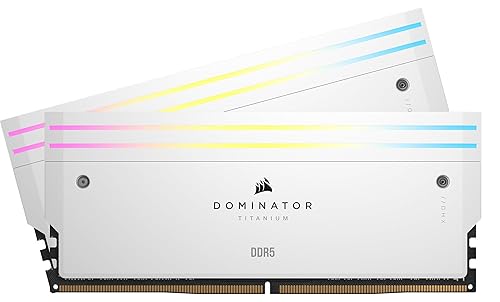 CORSAIR Dominator Titanium RGB DDR5 RAM 64GB (2x32GB) 6000MHz CL30-36-36-76 1.40V AMD Expo Intel XMP 3.0 Desktop Computer Memory – White (CMP64GX5M2B6000Z30W) White 64GB (2x32GB)