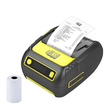 ADESSO NuPrint 220B Portable Bluetooth Thermal Printer - 2 (58mm) Width, High-Speed Printing Up to 90mm/s, USB Compatible, Includes Thermal Paper and Power Cable