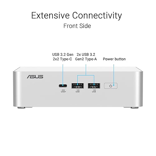 ASUS NUC 15 Pro+ Barebones Mini PC with Intel Series 2 Core Ultra 5 225H, up to 96GB DDR5 RAM, Dual Storage, Thunderbolt™ 4, Wi-Fi 7 & Bluetooth 5.4, Toolless Silver Aluminum Chassis, with VESA Mount