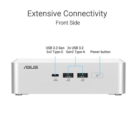 ASUS NUC 15 Pro+ Barebones Mini PC with Intel Series 2 Core Ultra 9 285H, up to 96GB DDR5 RAM, Dual Storage, Thunderbolt™ 4, Wi-Fi 7 & Bluetooth 5.4, Toolless Silver Aluminum Chassis, with VESA Mount
