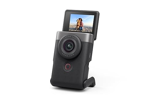 Canon PowerShot V10 Camera, Content Creator Compact Vlog Camera, Fixed 19mm Wide-Angle Lens, 4K Video, Face Detection, Built-in Microphone, Live Streaming, Vlogging, Built-in Stand, Silver