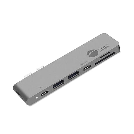 Thunderbolt 3, SIIG Aluminum USB Type C Hub with 4K @30Hz HDMI, SD/Micro SD Card Reader, 2 USB 3.1 Gen 1 Ports, PD Port for 2016/2017 MacBook 13 & 15 - Space Gray Space Gray With Hdmi
