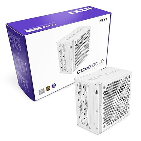 NZXT C1200 Gold ATX 3.1 - Fully Modular Low-Noise PC Gaming Power Supply - 1200 Watts - 80 Plus Gold - 12V-2x6 Connector - Zero Fan Mode - 100% Japanese Capacitors - White