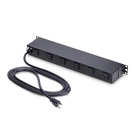StarTech.com 12-Outlet Rackmount PDU, 1U Server Power Strip, Wide-Spaced Right-Angle Ports, Mounted Power Distribution Unit