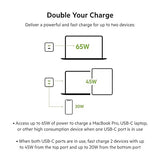 Belkin BoostCharge Pro 65W Dual USB-C GaN Wall Charger, Multi-Port Charger w/ 2X USB-C PD 3.0 Fast Charge Ports for MacBook, iPhone, iPad, Galaxy, Google Pixel, & More + USB-C to USB-C Cable - White Includes USB-C to USB-C Cable