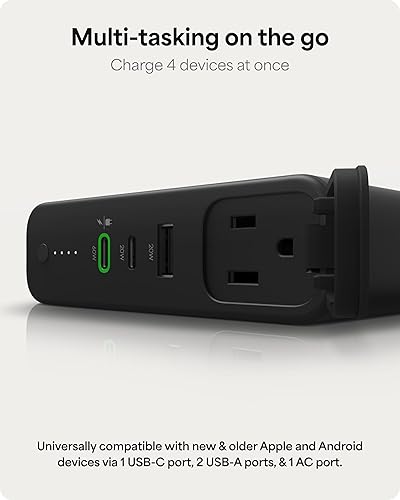 mophie powerstation pro AC (2023)-27,000 mAh External Battery compatbile With MacBook&iPad Portable PD battery with 100W of AC&60W USB-C Fast Charge integrated carry strap-USB-C cable included, Black 27,000 mAh Gen 2